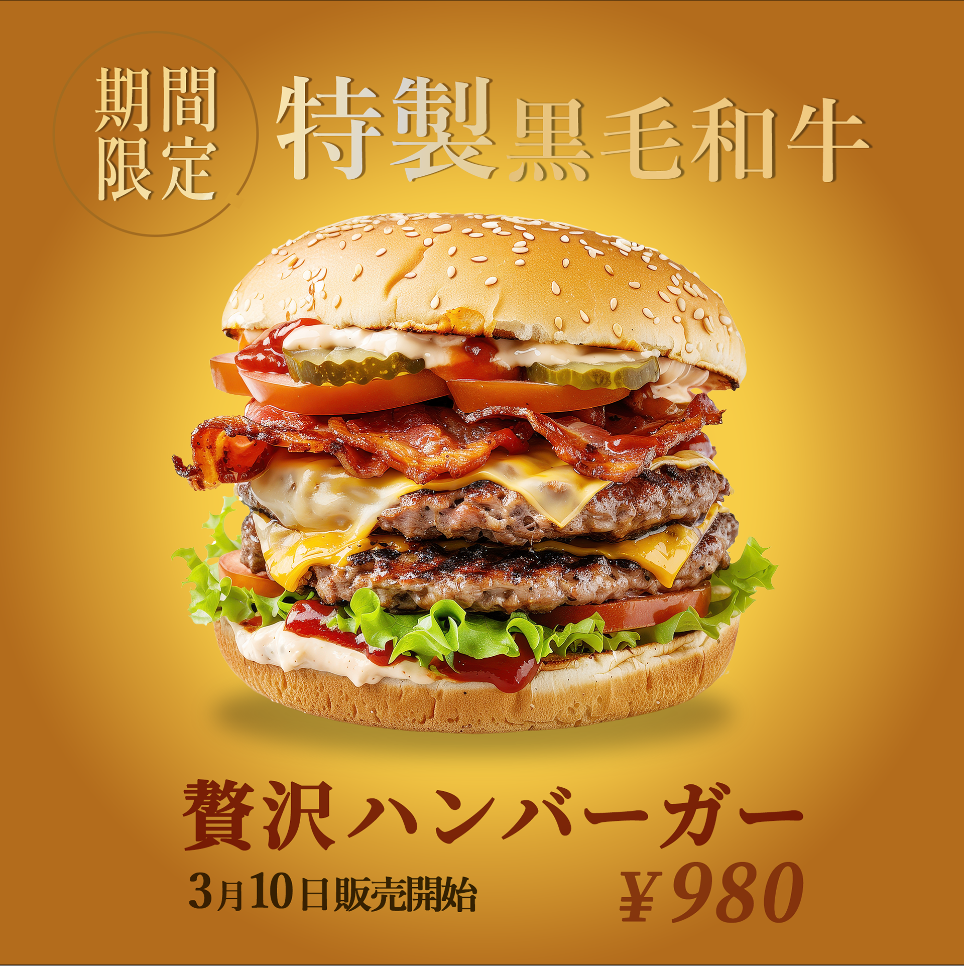 黒毛和牛贅沢ハンバーガーのバナー